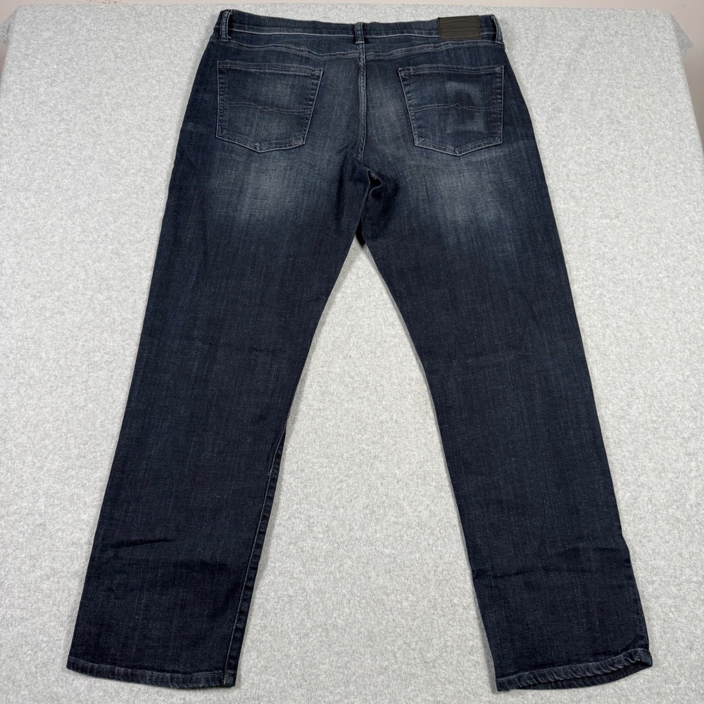Lucky Brand 363 Vintage Straight Jeans Mens 38x32 Dark Denim Blue Distressed